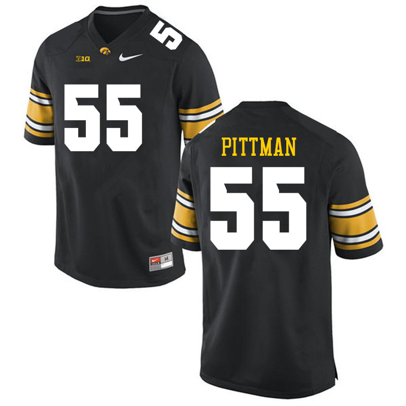 Men #55 Jeremiah Pittman Iowa Hawkeyes College Football Jerseys Sale-Black
